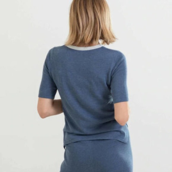 NWT MER SEA Anywear Light Short Sleeve Sweater Top Chambray Blue Gray XL H12932 - Picture 12 of 12